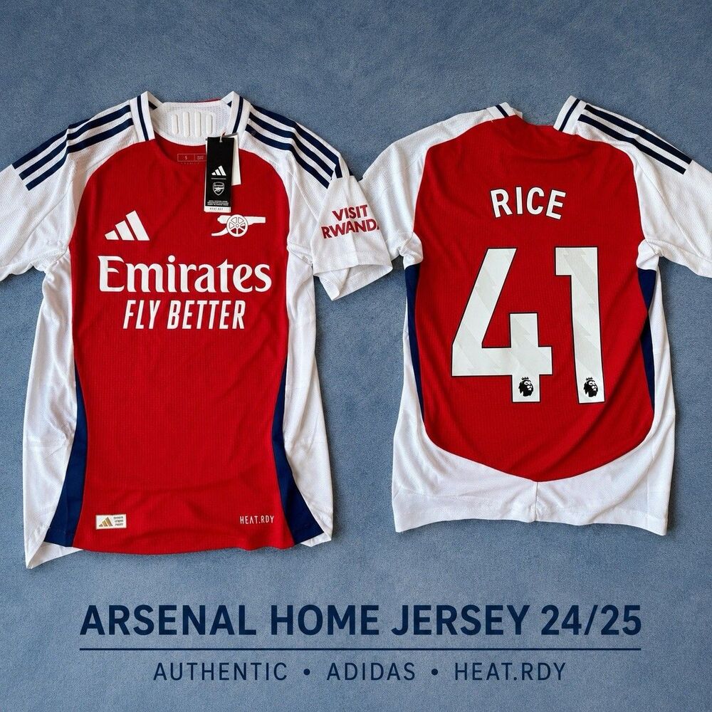 Adidas Arsenal 24/25 Home Authentic Jersey IT6140 Declan Rice RED Men Size S NWT